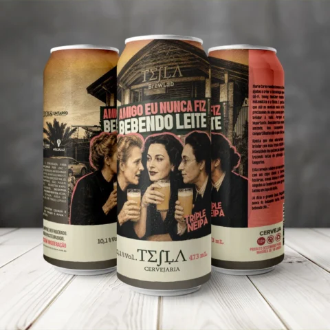 Cerveja Tesla Amigo Eu Nunca Fiz Bebendo Leite Triple New England Ipa 473ml