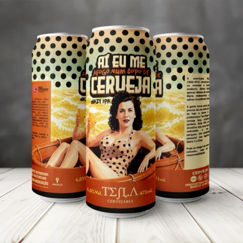 Cerveja Tesla Aí Eu Me Afogo Num Copo de Cerveja New England Ipa 473ml